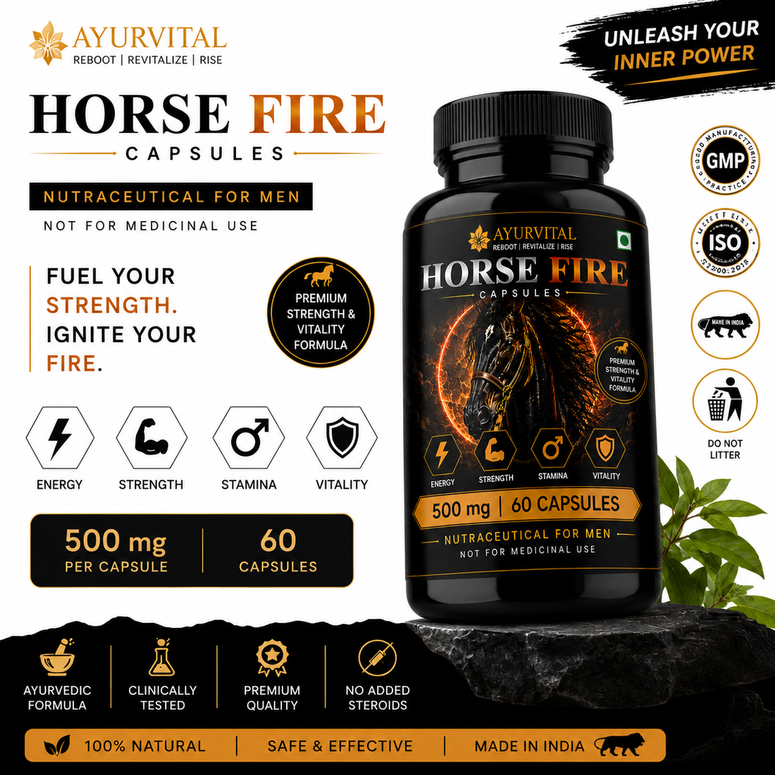 Ayurvital Horse Fire Capsules – 60 Caps, 500mg