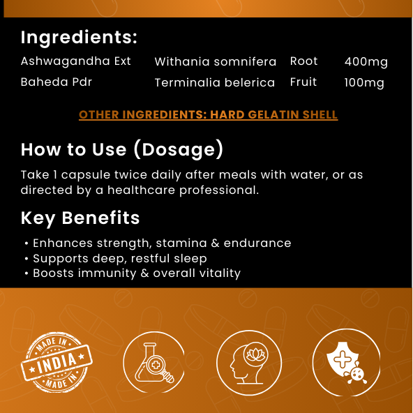 Ayurvital Pure Ashwagandha capsules, 60 capsules for stress response and vitality support