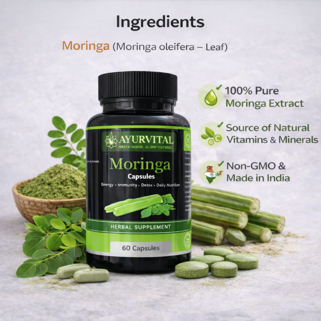 Ayurvital Pure Moringa Capsules, 60 capsules for immunity and energy support