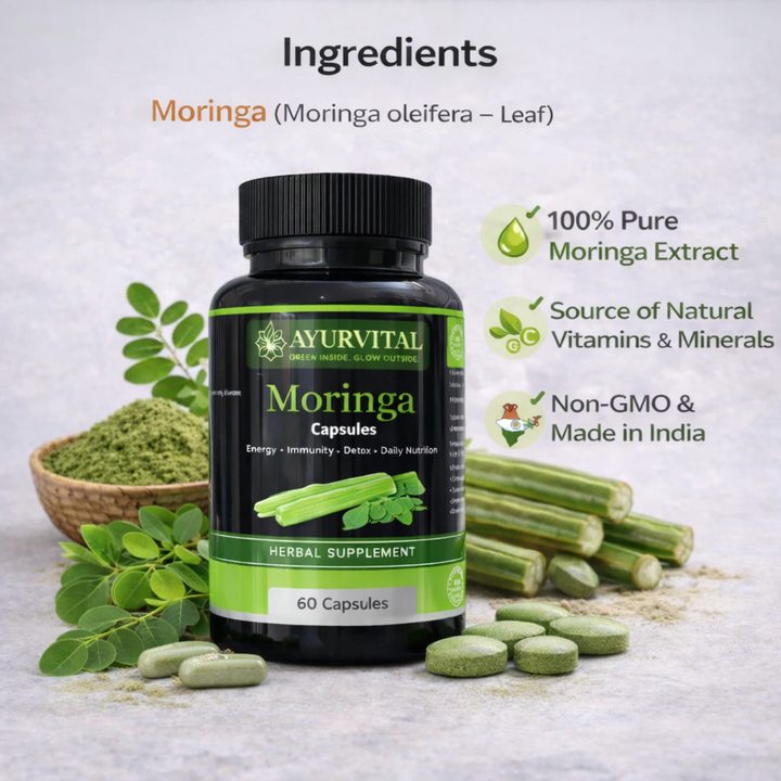 Ayurvital Pure Moringa Capsules, 60 capsules for immunity and energy support