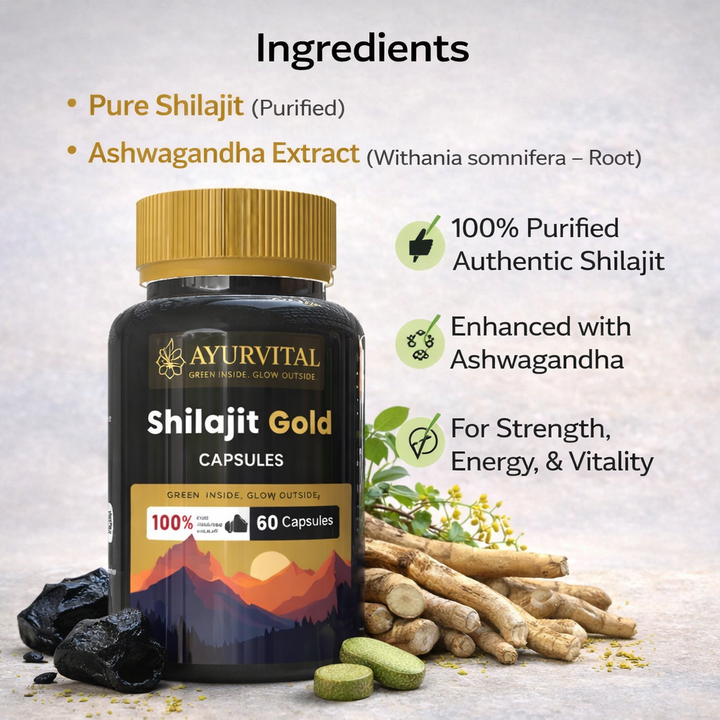 Pure Shilajit Gold by Ayurvital - 60 Caps