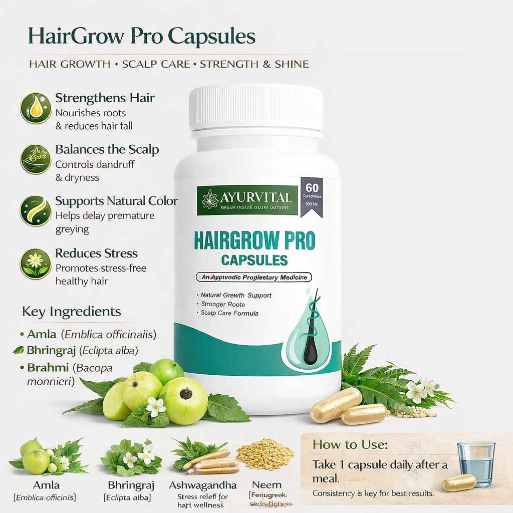 Ayurvital Hair Care Capsules bottle, 60 capsules, with Ayurvedic herbal ingredients