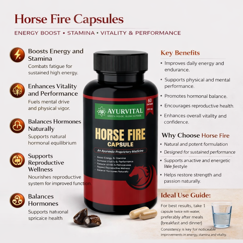 Horse Fire Capsule By Ayurvital - 60 Caps 600mg