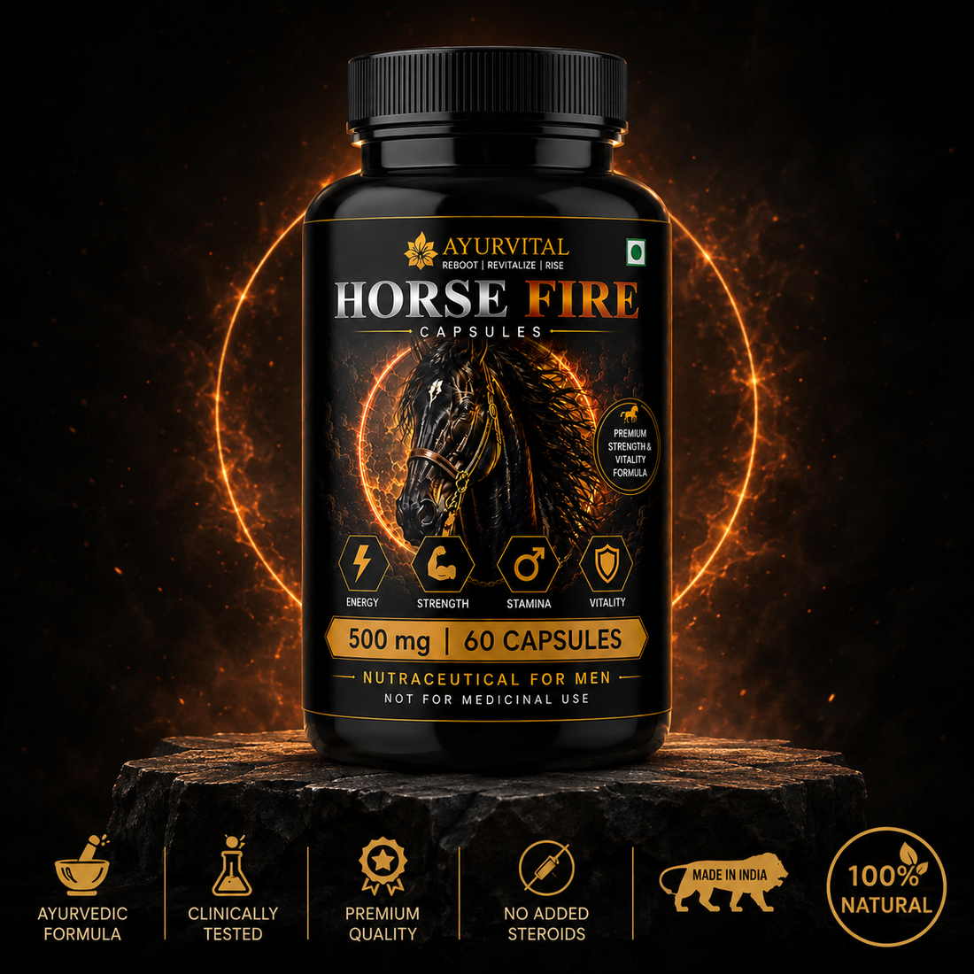 Ayurvital Horse Fire Capsules – 60 Caps, 500mg