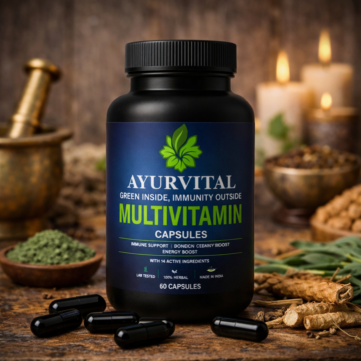 Ayurvital Ultimate Health Combo pack with Multivitamins and Omega-3 for complete daily wellness