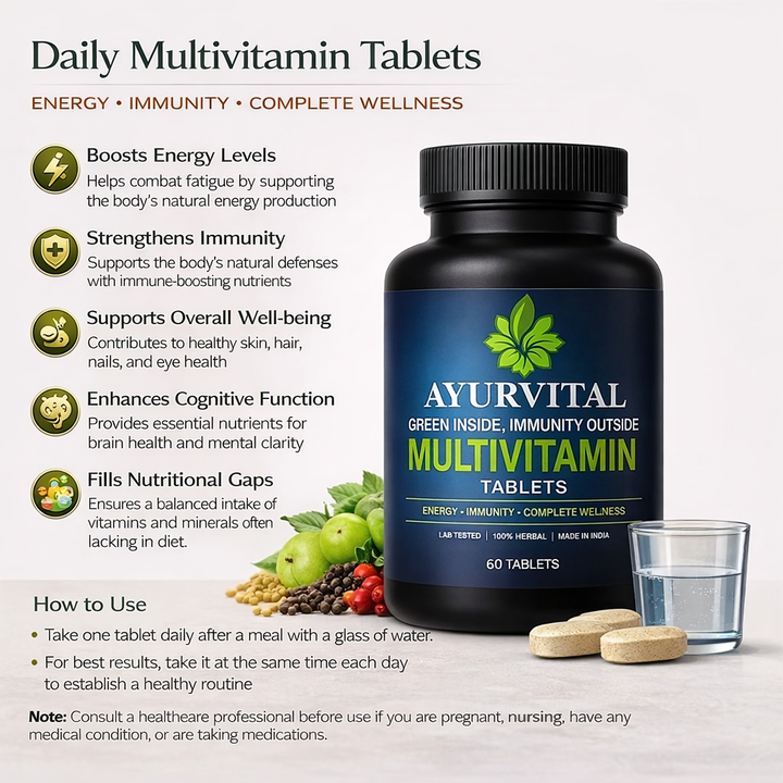 Ayurvital Multivitamin capsules, 60 capsules for daily nutrition and immunity support
