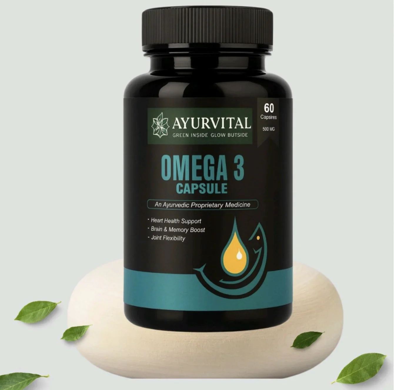 Ayurvital Omega-3 Capsules, 500mg for heart, brain and joint health support