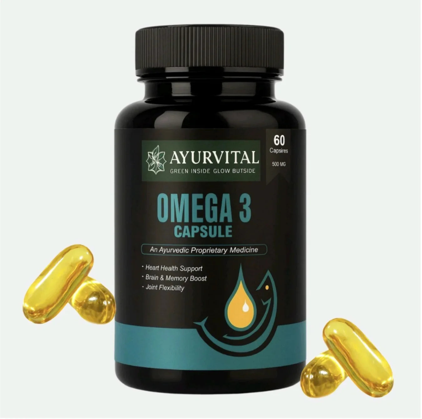 Ayurvital Omega-3 Capsules, 500mg for heart, brain and joint health support