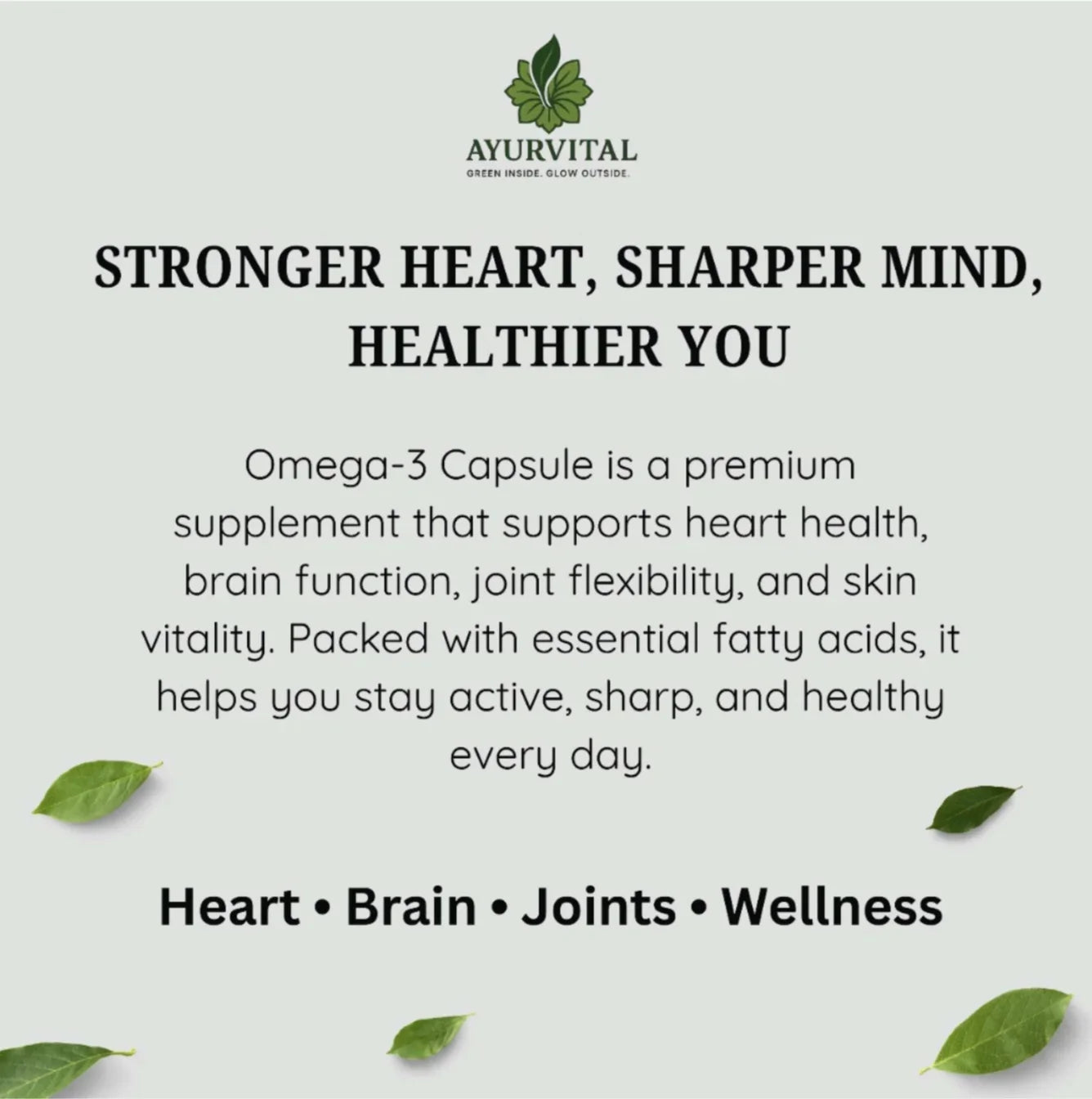 Ayurvital Omega-3 Capsules, 500mg for heart, brain and joint health support