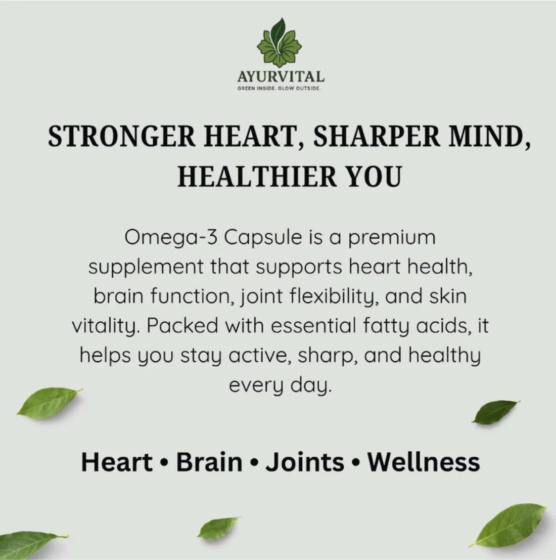 Ayurvital Omega-3 Capsules, 500mg for heart, brain and joint health support