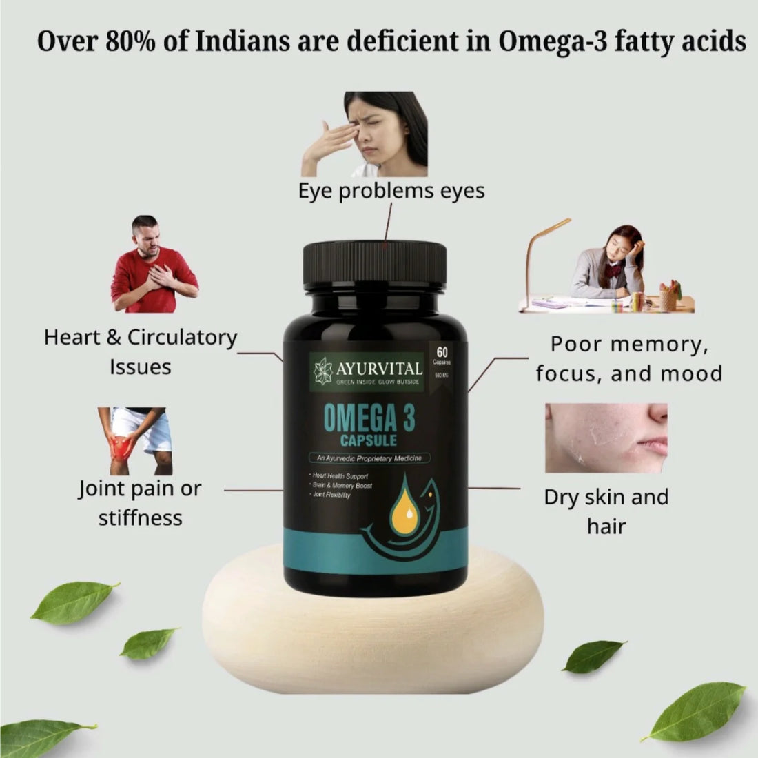 Omega-3 Capsule : Simple Health Support By Ayurvital 60 Caps 500mg