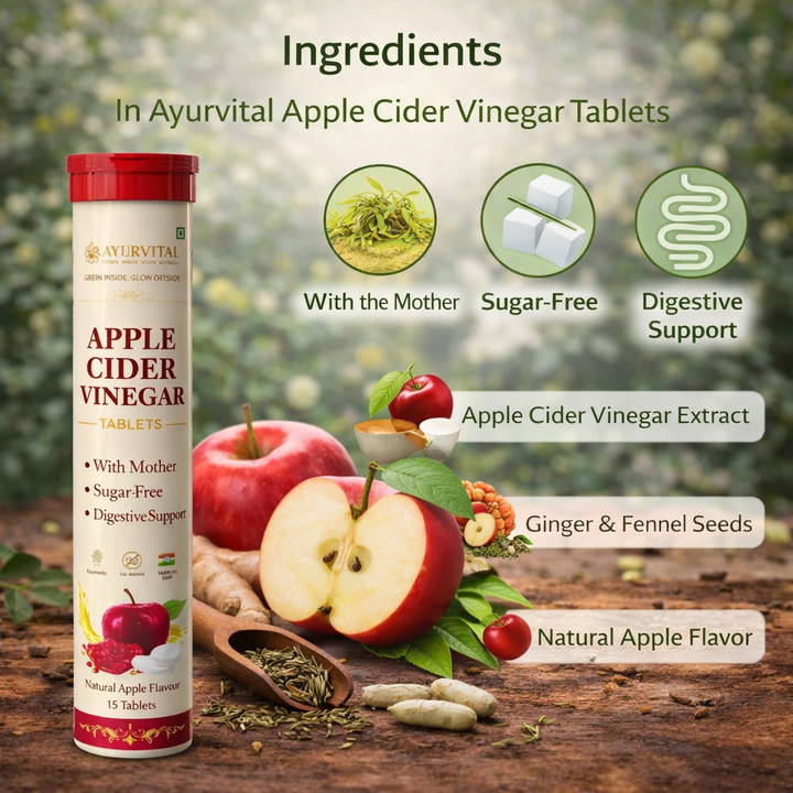 Ayurvital Apple Cider Vinegar effervescent tablets for metabolism and daily wellness support